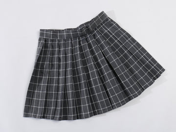 Women High Waist Plaid Kilt Mini Checked Pleated Skirts(2XL,Grey White)