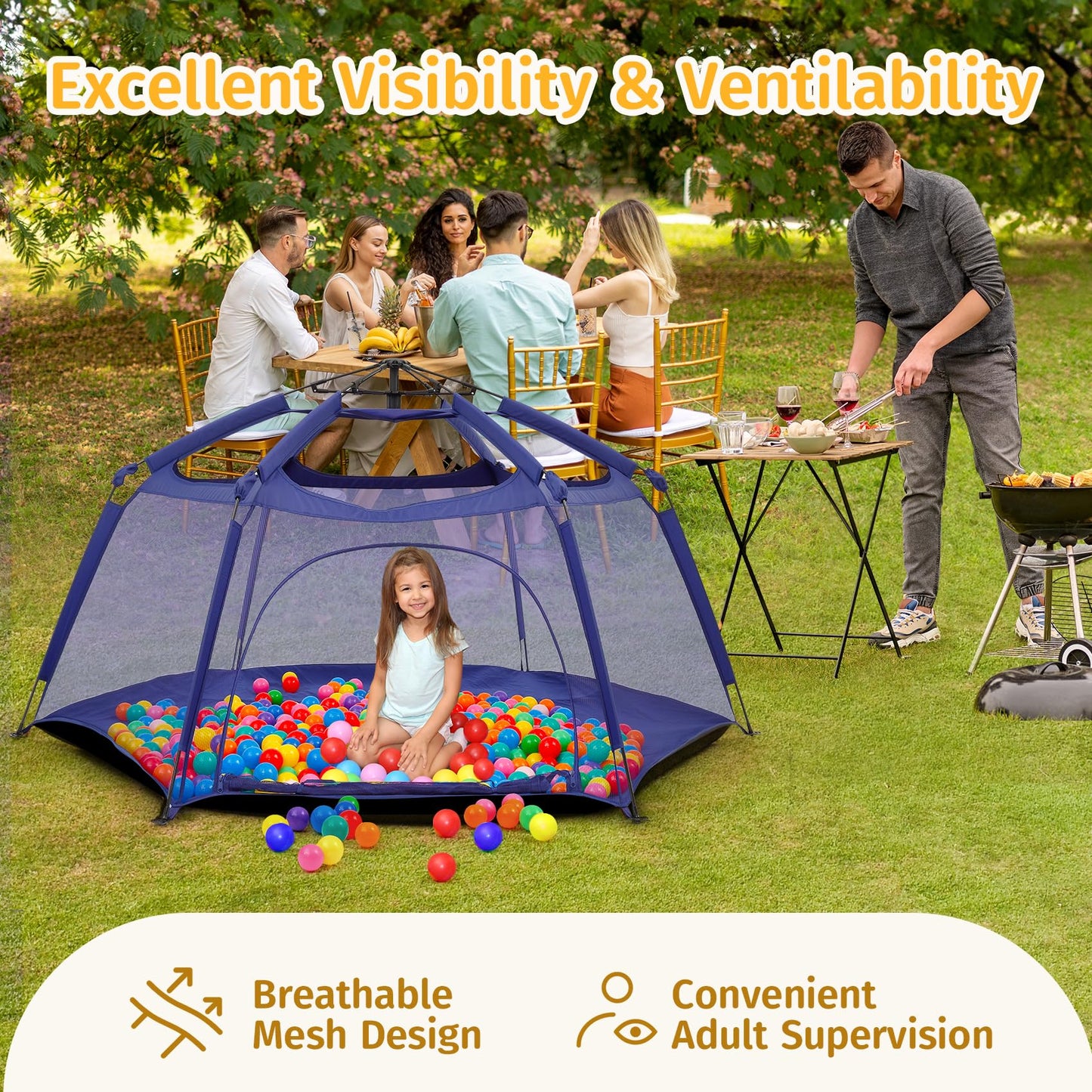 Alvantor Baby Playpen Play Yard 84''X84''X44   Large Pop Up Playpen Foldable Play Tent Indoor & Outdoor Kids Tent Lightweight Sa