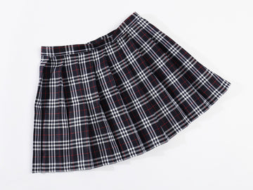 Beautifulfashionlife Women`S Pleated Over Knee Short Skirts (L,Dark Blue Mixed White)