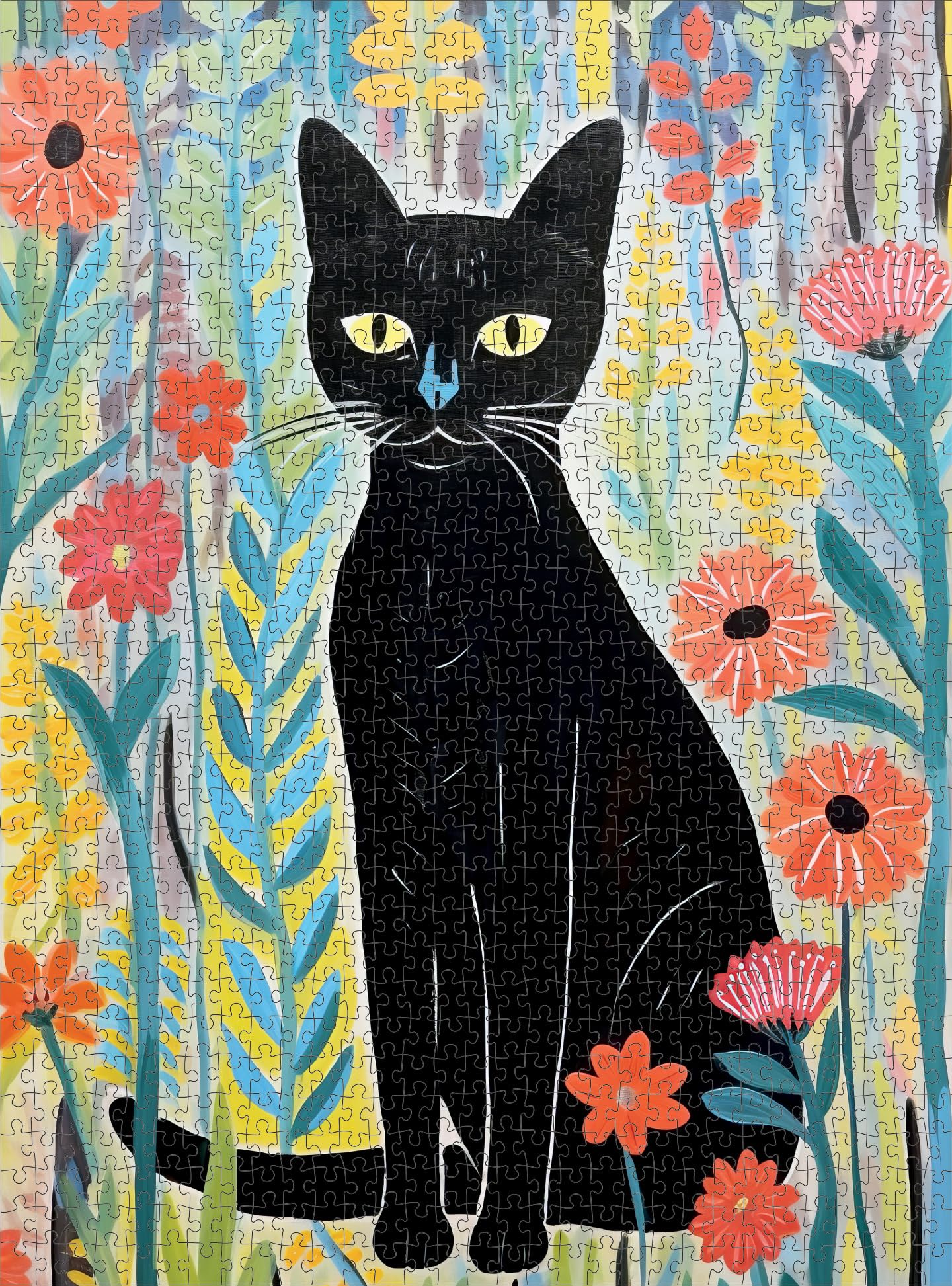 Cross & Glory - Garden Whiskers: A Feline'S Floral Haven - 1000 Piece Jigsaw Puzzle For Adults | Artistic Satin Finish | Vibrant Garden Theme
