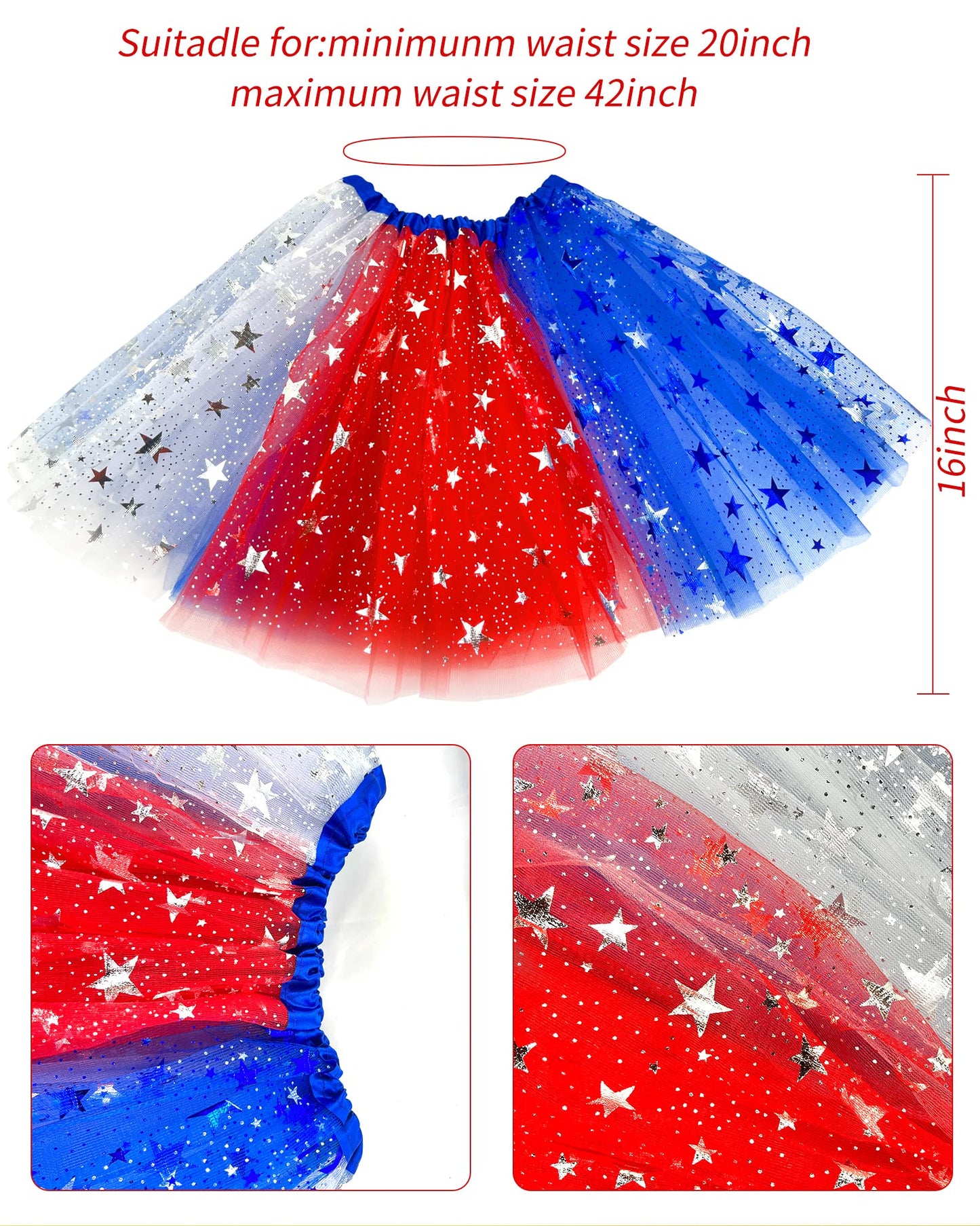 Red White And Blue Tutu 4Th Of July Costume Accessories Set Independence Day Costume Tutu Patriotic Costume Skirt For Women Inde