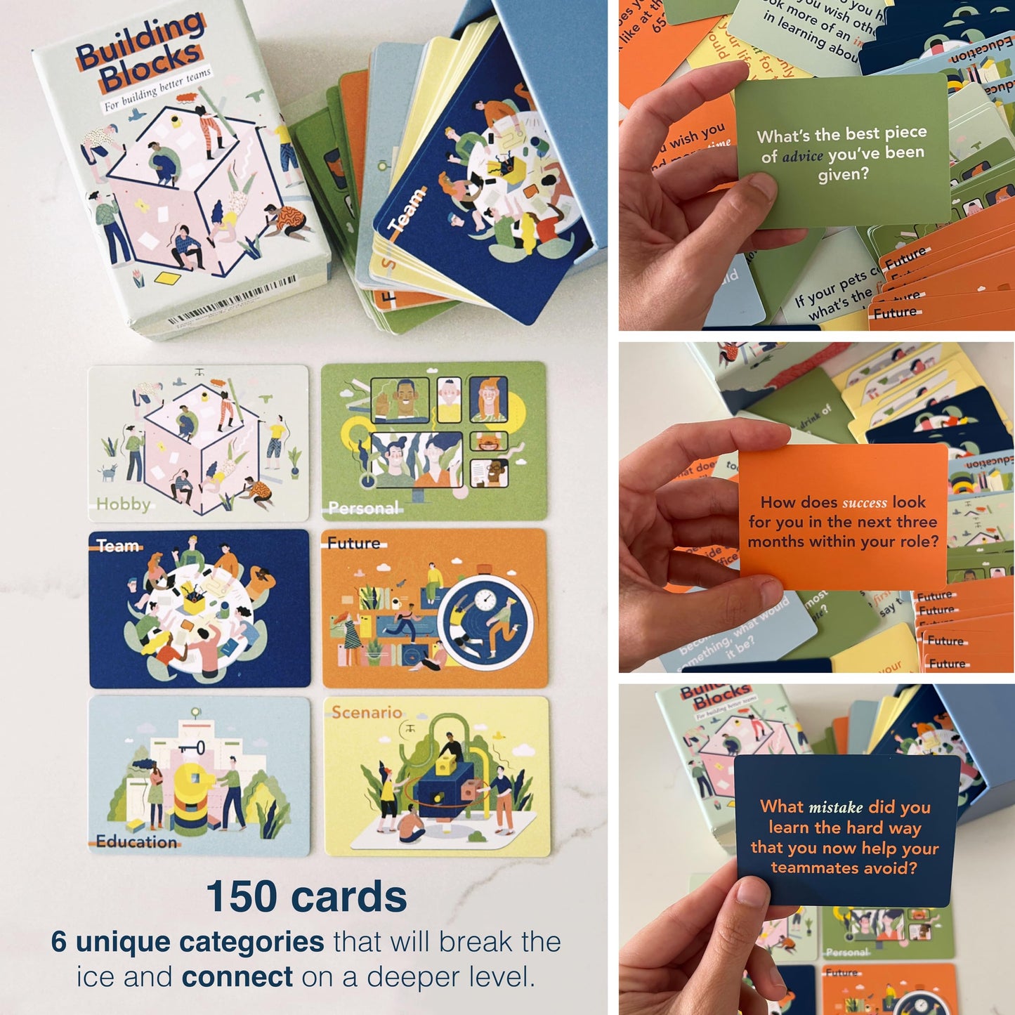 FLUYTCO Team Building Card Game - 150 Ice Breakers & Conversation Starters - Multicolor, Paper for Office Activities and Training
