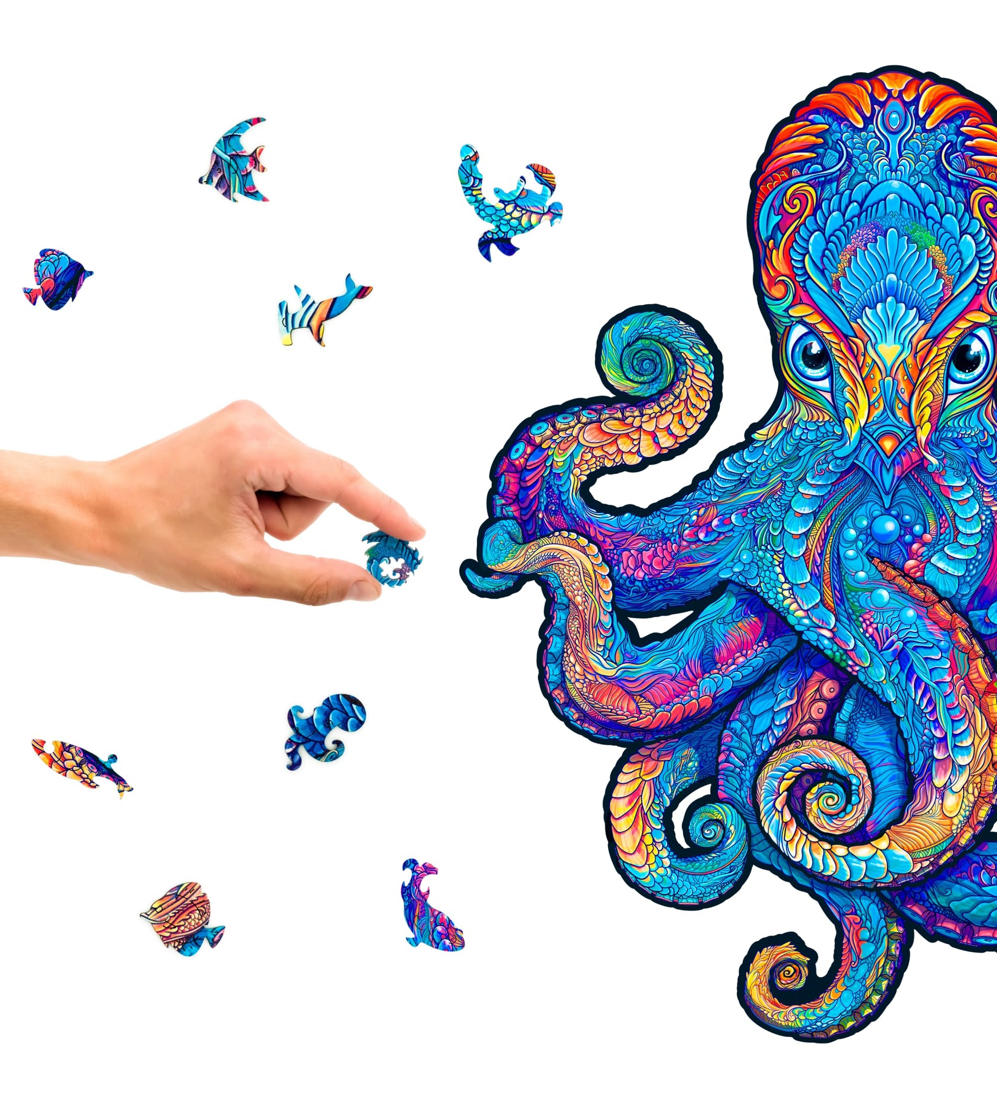 Unidragon Original Wooden Jigsaw Puzzles - Magnetic Octopus, 700 Pieces, Royal Size 21'' X 24.4'', Beautiful Gift Package, Uniqu