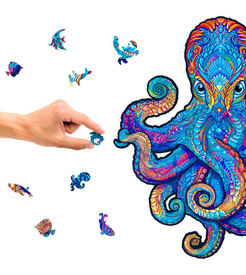 Unidragon Original Wooden Jigsaw Puzzles - Magnetic Octopus, 700 Pieces, Royal Size 21'' X 24.4'', Beautiful Gift Package, Uniqu
