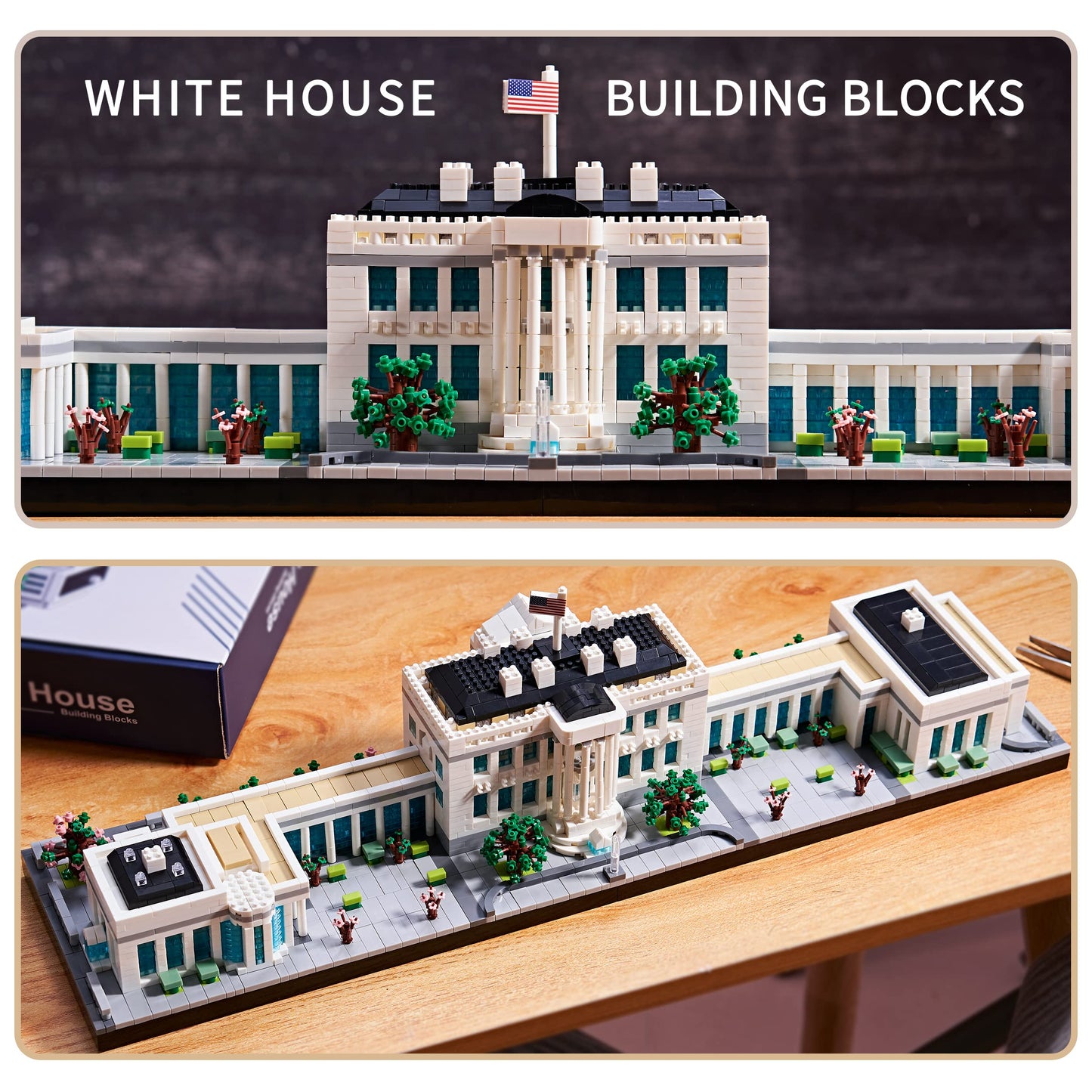 Klmei Architecture Sets For Adults White House U.S. Capital Collection Building Kit Micro Blocks Famous Landmark, Mini Bricks Toys Presents For Kids 3520 Pcs