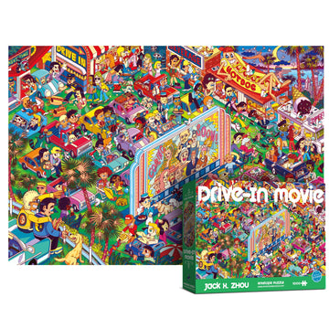 Antelope 2 in 1 1000 Piece Jigsaw Puzzle Bundle - Drive in Movie & Roller Coaster - Cardboard, Model: ANTELOPE-2IN1-1000PI