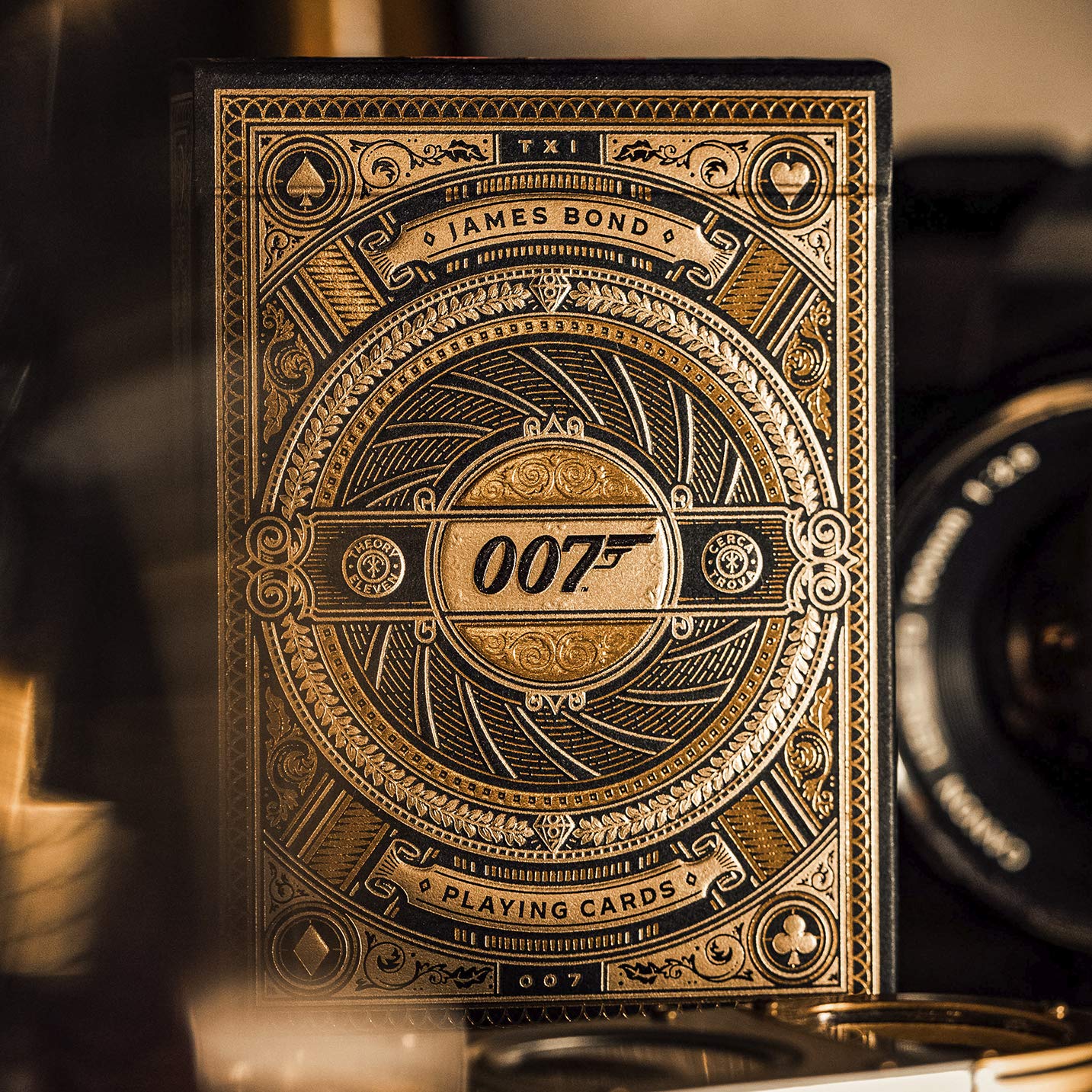 theory11 James Bond 007 Playing Cards - Gold Foil, FSC-Certified, 3.5"x2.65", Brown/Gold, Model INT55725