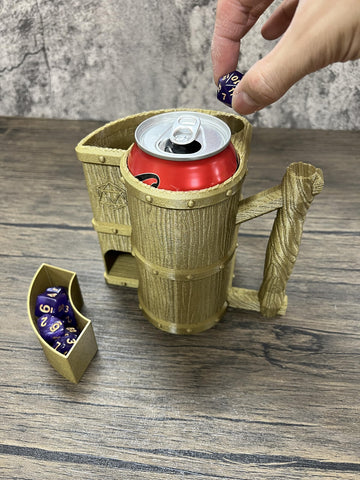 Munnygrubbers - Mug Dice Tower - No Paint Odorless Insulated Cup Can Dice Tower - (Random 7Pcs D20 Dice Set Included) - Dice Jail - Dice Holder - Dungeons And Dragons - Dnd Gift - (Bronze)