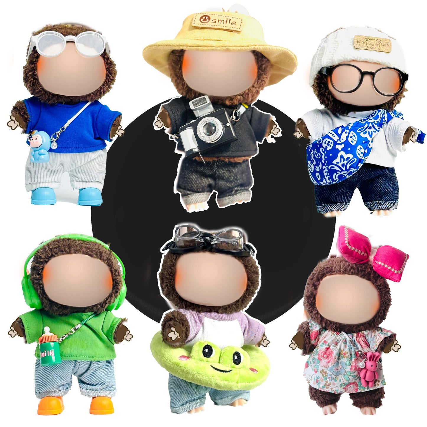 Clothes Set for Labooboo 1.0 2.0 3.0 - 6 Sets 17cm Doll Clothes  enhanced Summer Outfit Set with Accessories for Play & Display (Jeans Look(No Doll))