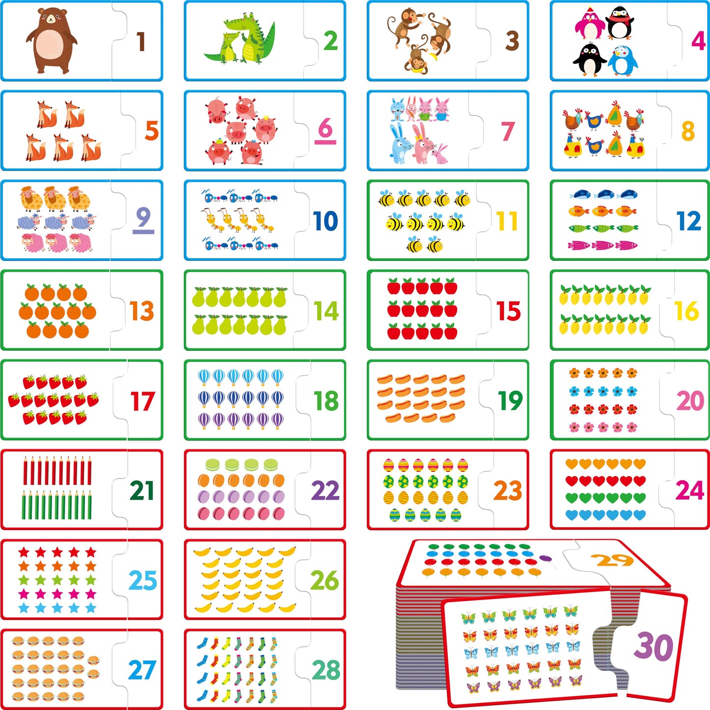 1-30 Number Puzzle Games  60 Double-Sided Self-Correcting Math Game  Early Learning Educational Toy for Beginner Preschool Toddlers