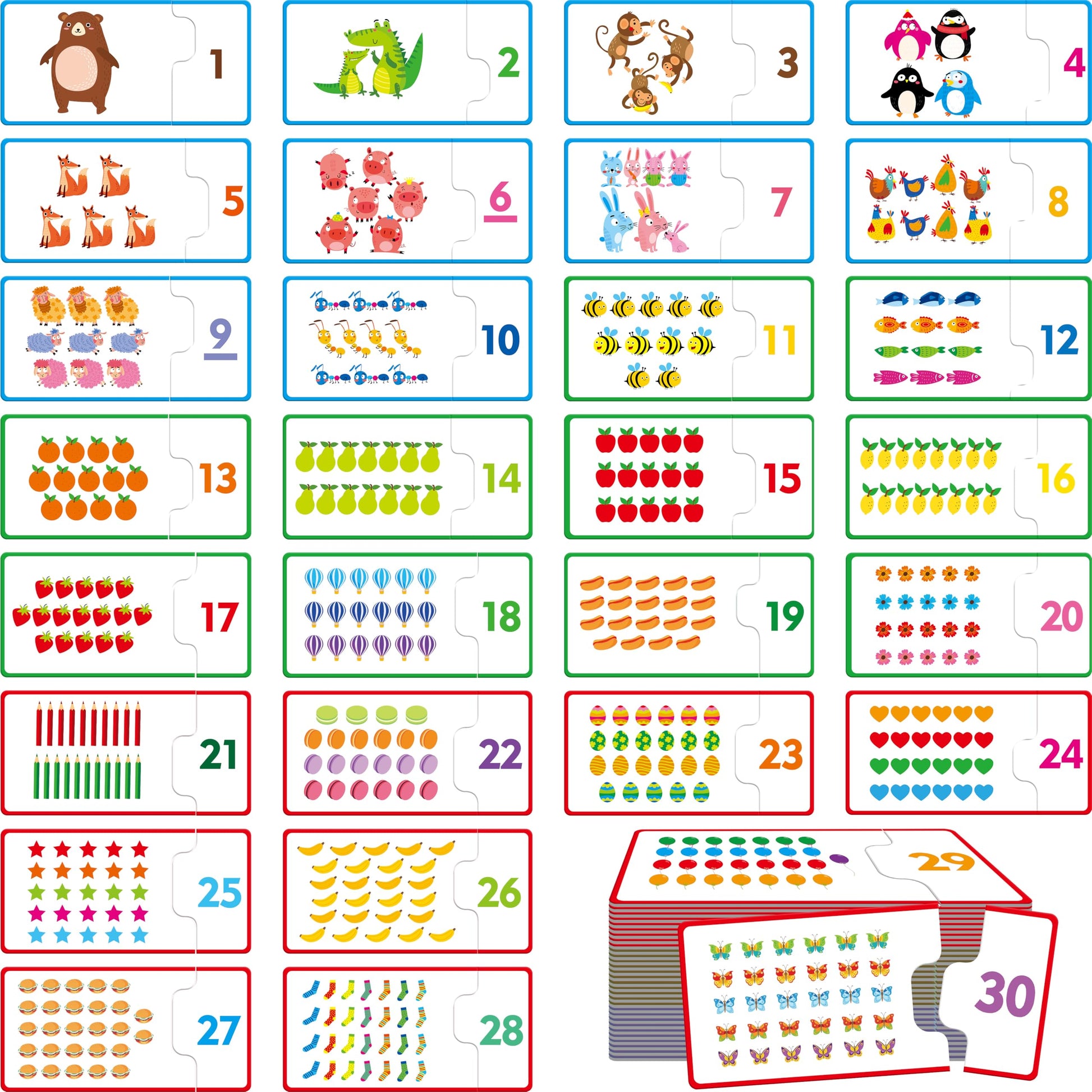 1-30 Number Puzzle Games  60 Double-Sided Self-Correcting Math Game  Early Learning Educational Toy for Beginner Preschool Toddlers