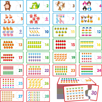 1-30 Number Puzzle Games  60 Double-Sided Self-Correcting Math Game  Early Learning Educational Toy for Beginner Preschool Toddlers