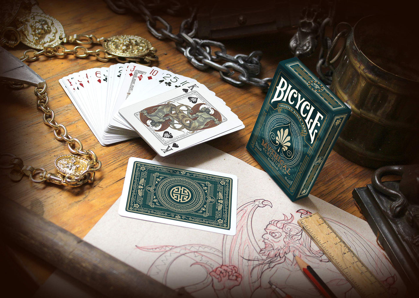 GENT SUPPLY CO. Bicycle Mythical Creatures Playing Cards - Multicolor, Cardstock, Model BMCC-C