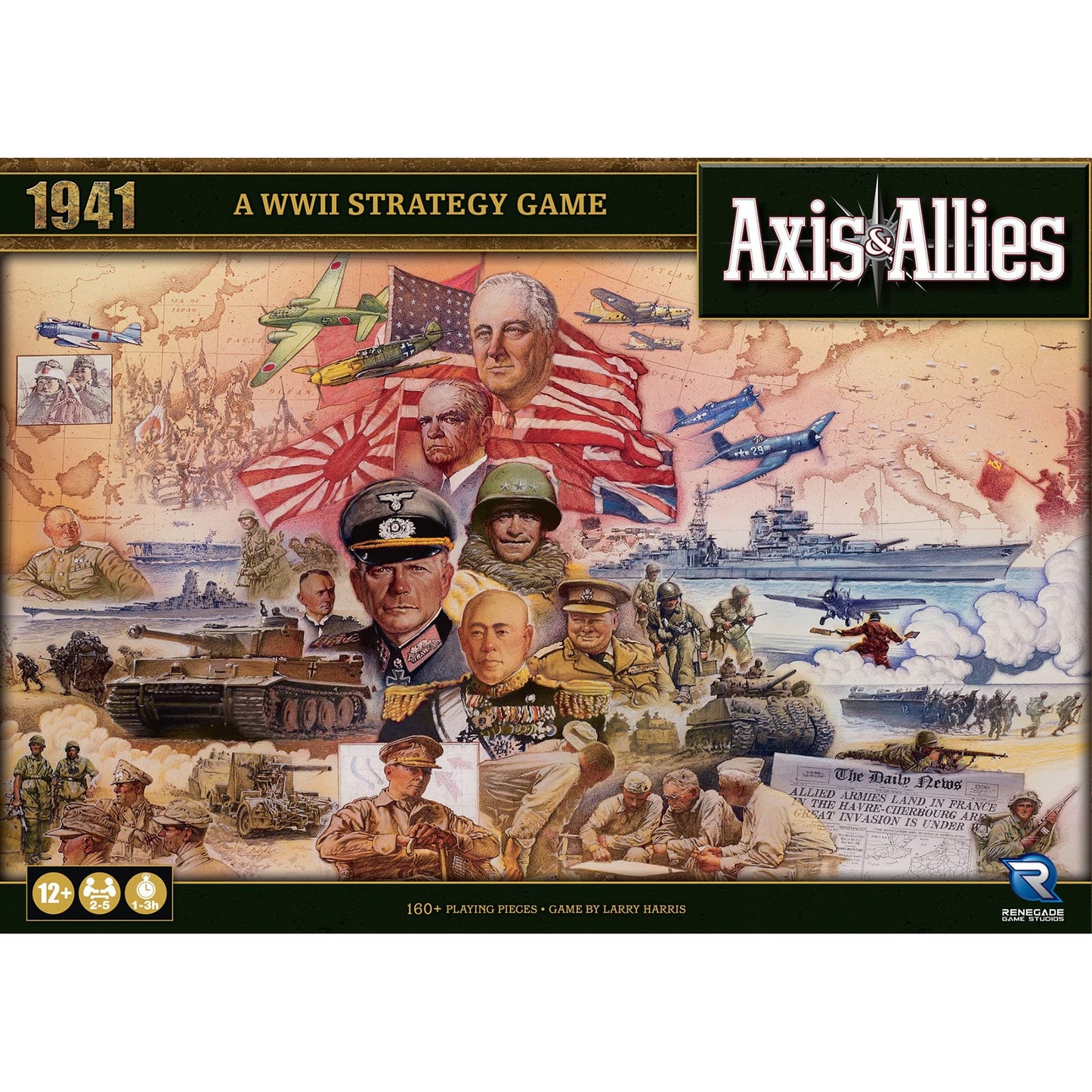 Renegade Game Studios Axis & Allies: 1941 WWII Strategy Board Game, 2-5 Players, Ages 12+, Cardboard, Model RGS02553