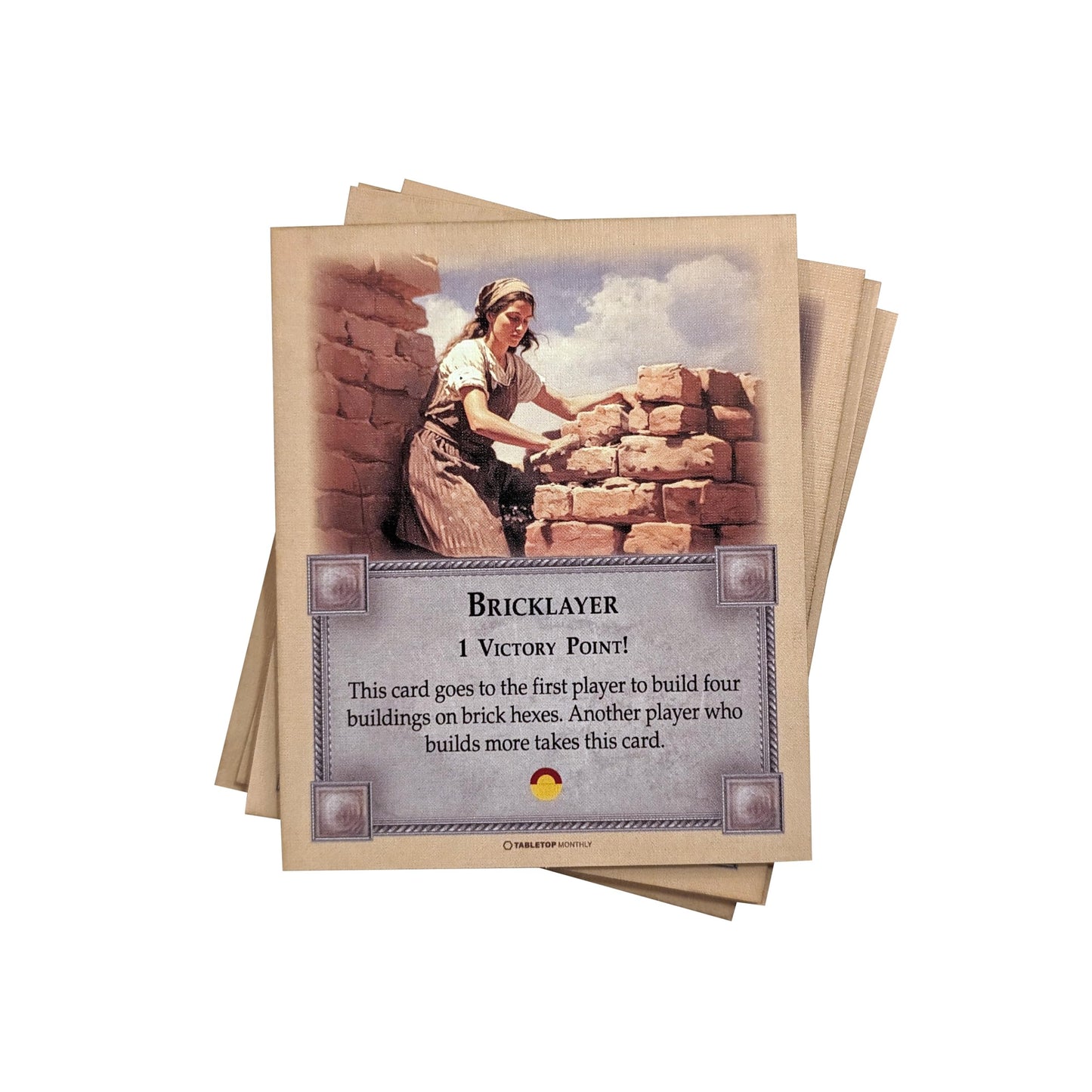Tabletop Monthly Professions Victory Point Cards, Bricklayer, Stonemason, Farmer, Shepherd, Lumberjack, Compatible With Catan'S