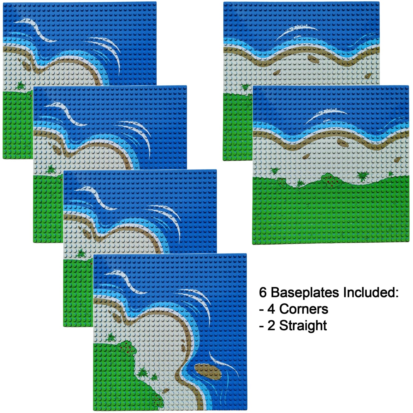 Apostrophe Games Island Building Blocks Base Plates - 6 Pack, Multicolor, Compatible with All Major Brands, Model: Island Plates