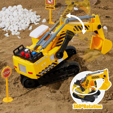 JOYIN 3 Pack Construction Toy - Excavator, Dump Truck and Loader, Moveable Claw & Lifting Back, Construction Truck Toy, Christma