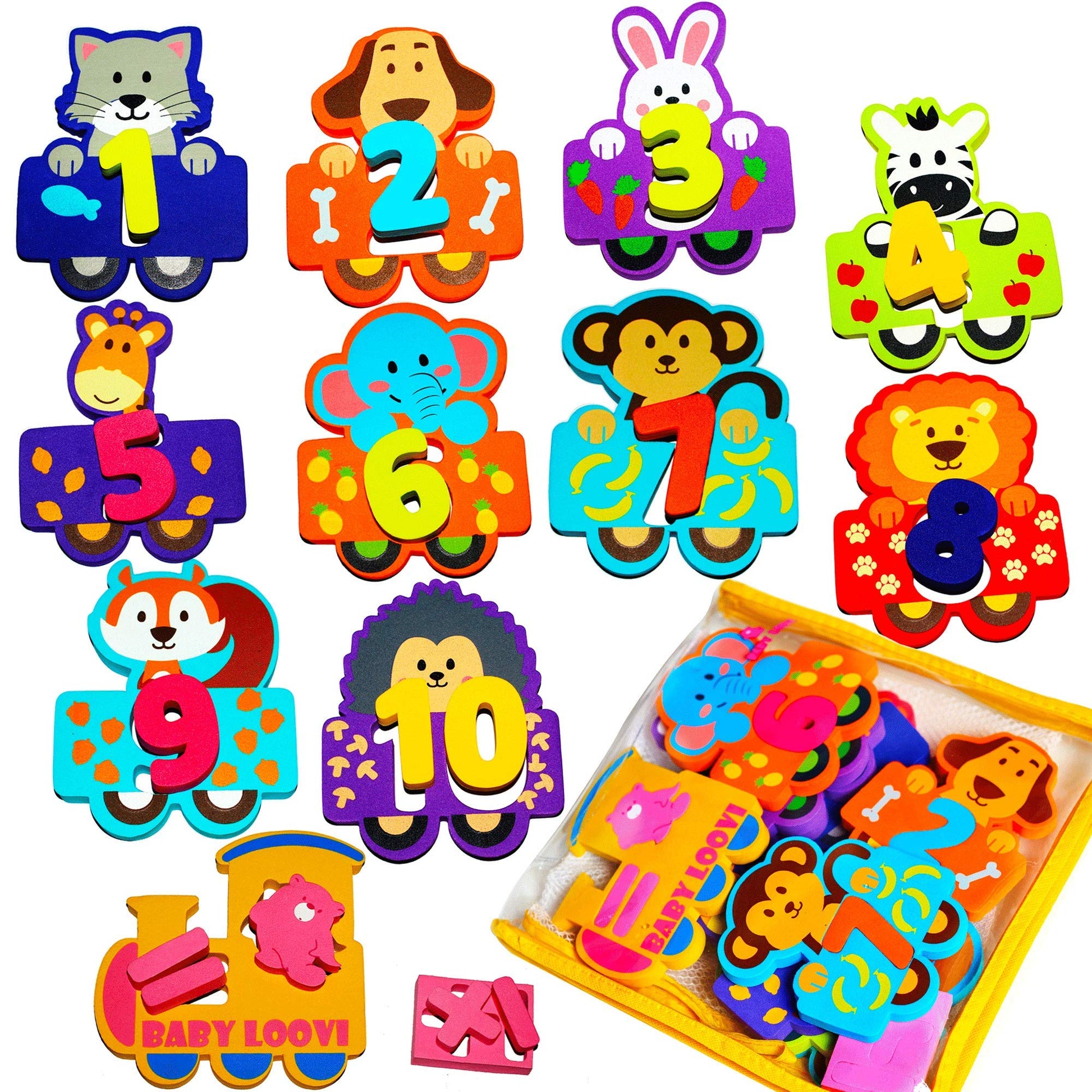 100% Non-Toxic Bathtub Numbers - Fun Bath Foam Toys - Educational Puzzles Floating Bathtub Animals for Kids Girls Boys - Set of 