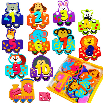 100% Non-Toxic Bathtub Numbers - Fun Bath Foam Toys - Educational Puzzles Floating Bathtub Animals for Kids Girls Boys - Set of 