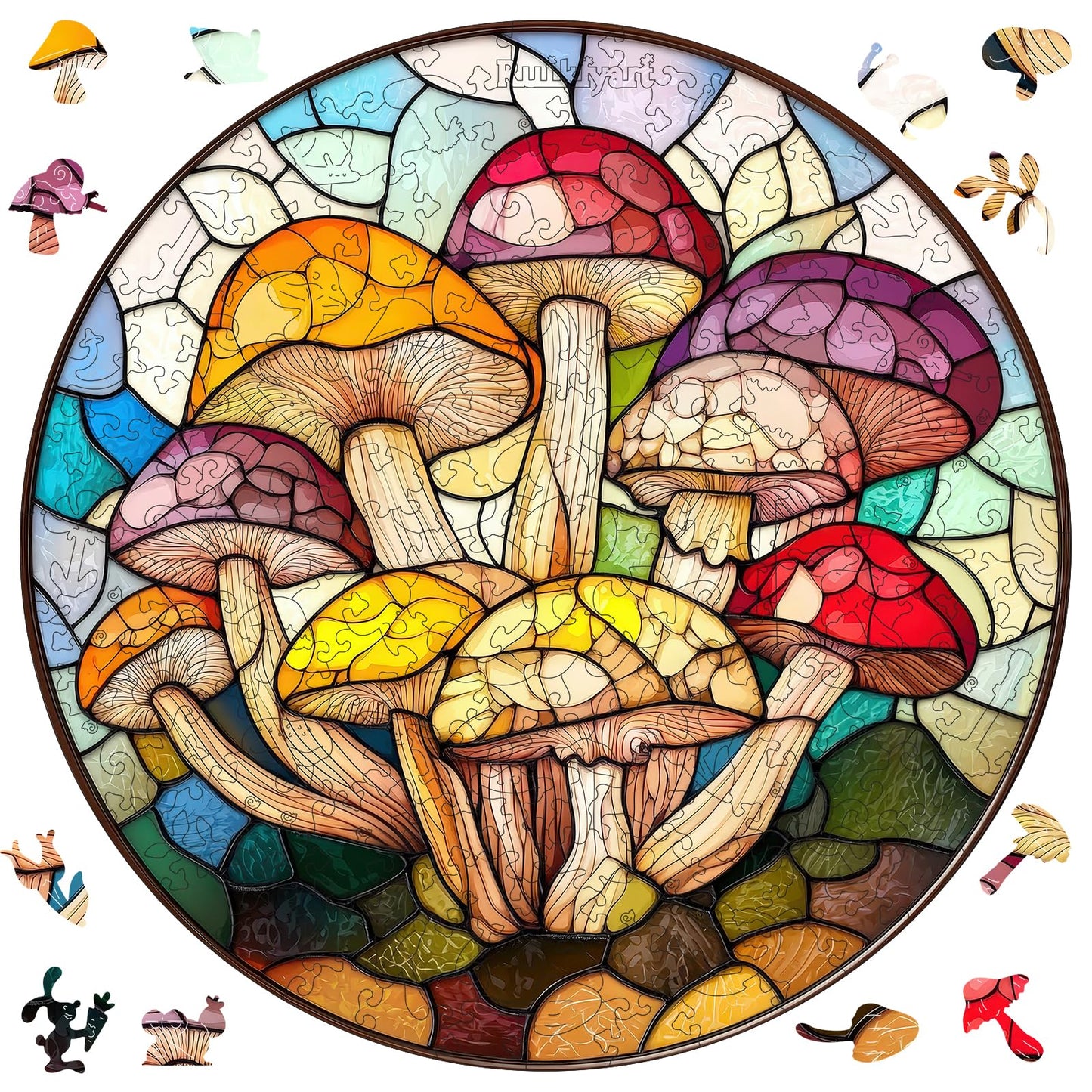 Ruikiyart 200 Piece Puzzles for Kids, 5MM Mushroom Wooden Puzzles for Adults, Plant Unique Shaped Brain Teaser Puzzle Thanksgivi