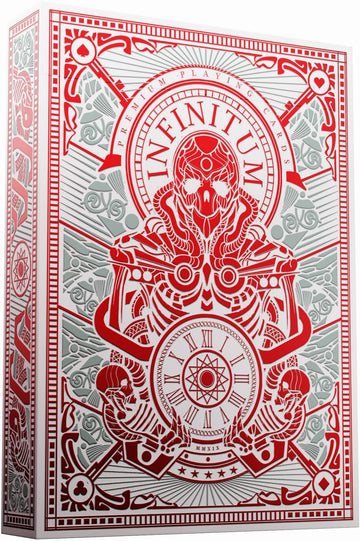 Infinitum Ghost White & Red Playing Cards  Deck of Cards with Free Card Game eBook  enhanced Card Deck  Cool game-style Cards  Unique Bright Colors for Kids & mature-themeds  Card Decks Games  Standard Size