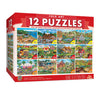 Masterpieces 12 Pack Jigsaw Puzzles For Adults, Family, Or Kids - Folk Art 12-Pack Bundle