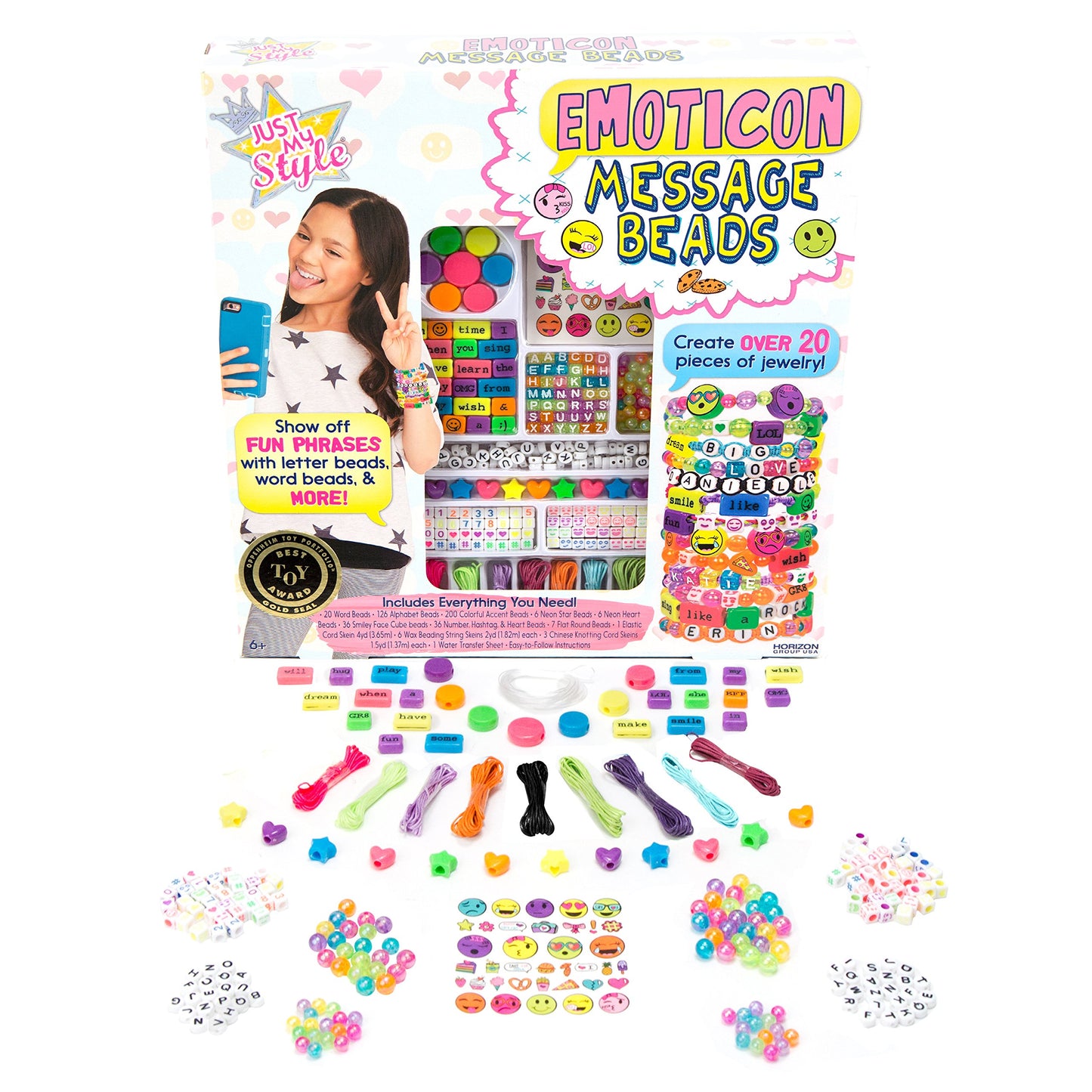Just My Style Emoticon Message Beads by Horizon Group,DIY 20+ Jewelry Projects Using Symbols & Emoticons.Kit includes Word Beads