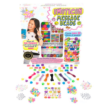 Just My Style Emoticon Message Beads by Horizon Group,DIY 20+ Jewelry Projects Using Symbols & Emoticons.Kit includes Word Beads