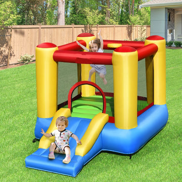Olakids Inflatable Bounce House, Jumping Castle With Slide, Bouncing Area, Basketball Rim, Indoor Outdoor Bouncy House, Polyeste