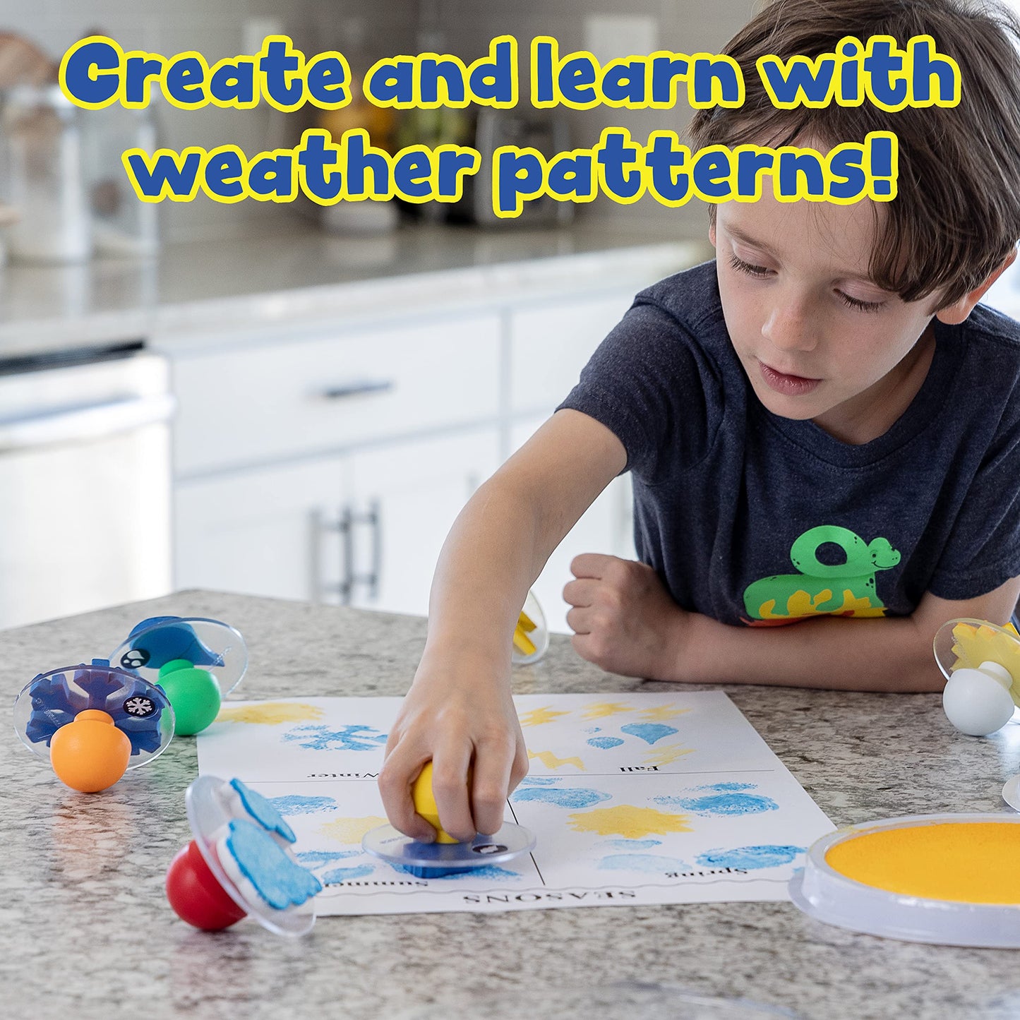 READY 2 LEARN Giant Stampers - Weather Patterns - Set of 6 - Easy to Hold Foam Stamps for Kids - Arts and Crafts Stamps for Disp