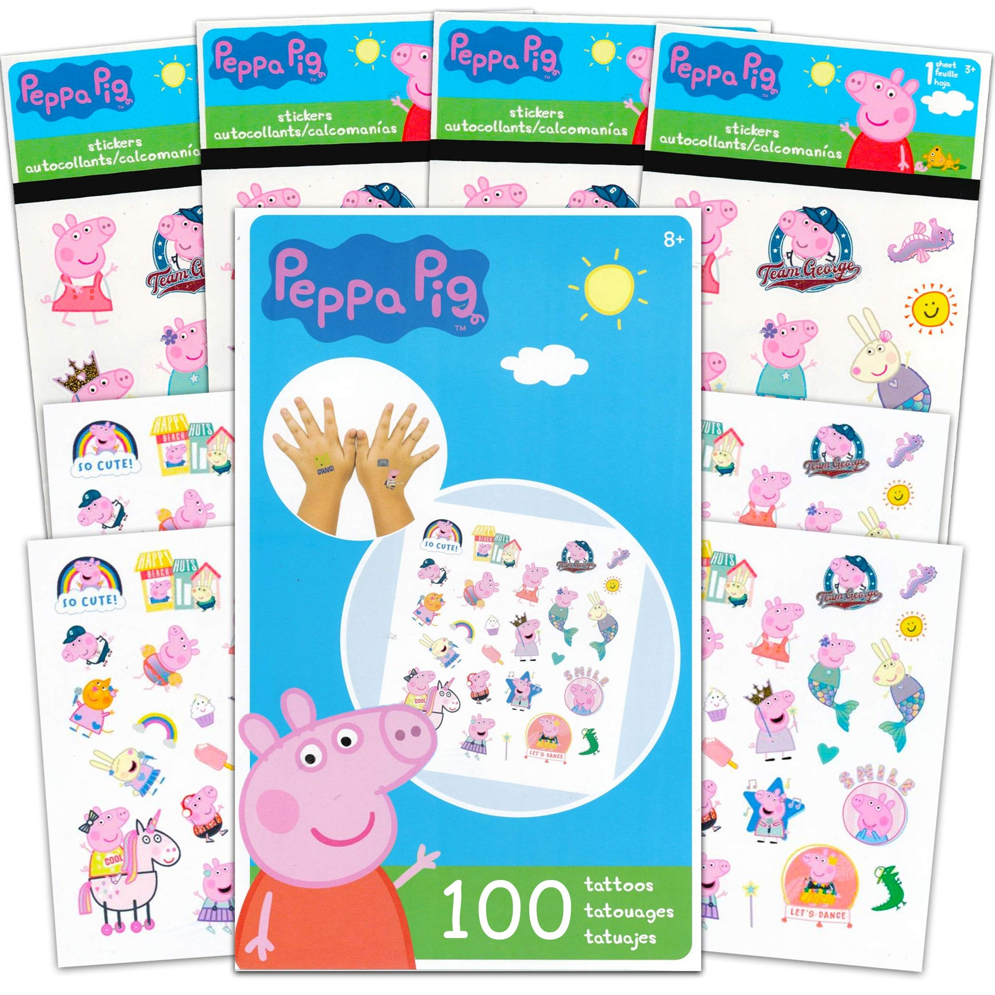 Peppa Pig Sticker and Tattoos Party Favors Super Set Bundle ~ 200 Peppa Pig Temporary Tattoos and Stickers (Peppa Pig Party Supp
