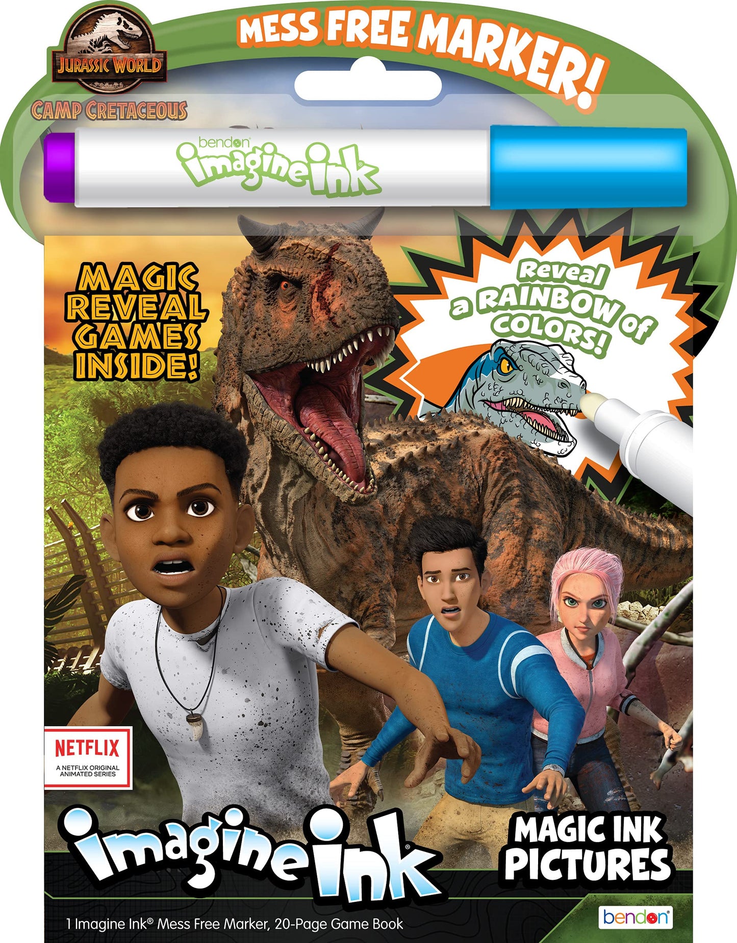 Jurassic World Camp Cretaceous 20 Page Imagine Ink Coloring Book with 1 Mess Free Marker