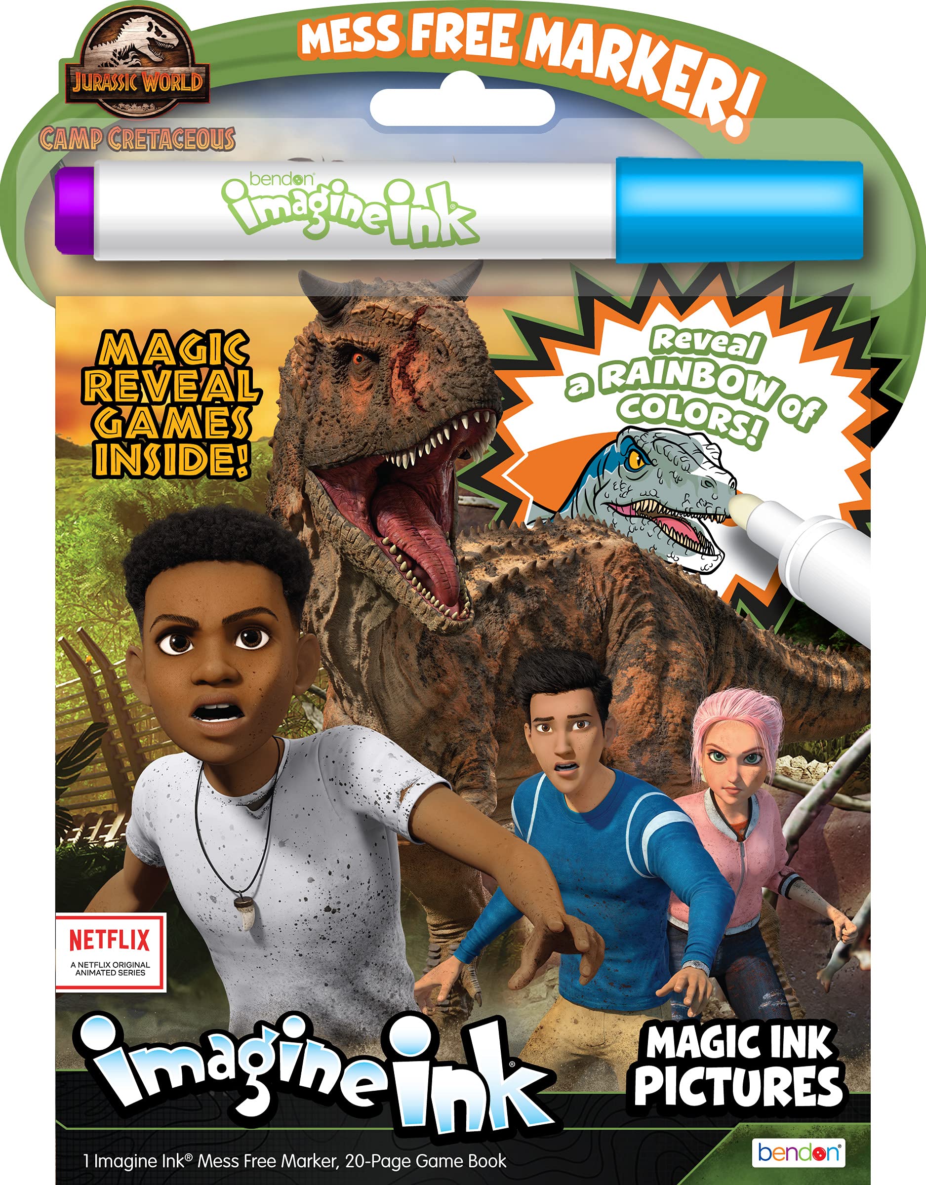 Jurassic World Camp Cretaceous 20 Page Imagine Ink Coloring Book with 1 Mess Free Marker