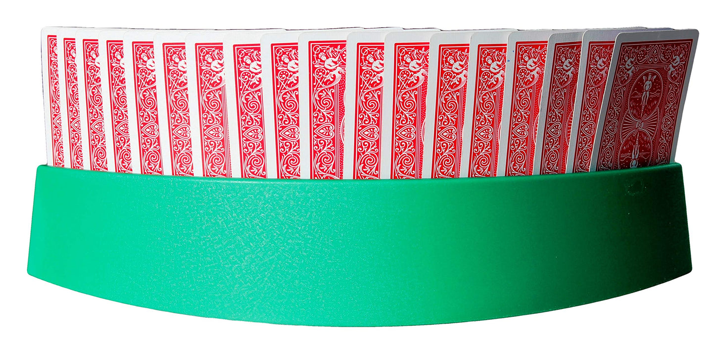 Twin Tier Premier Playing Card Holder (Set Of 2) - Holds Up To 32 Playing Cards Easily - 12 1/2' X 4 1/2' X 2 1/4' - Stack For Storage - Made In The Usa (Green)