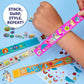 Bluey Sparkle Bracelet Making Kit, 4 Reversible Bracelets with Easy Closure, 100+ Traditional and Puffy Resin Stickers, DIY Blue