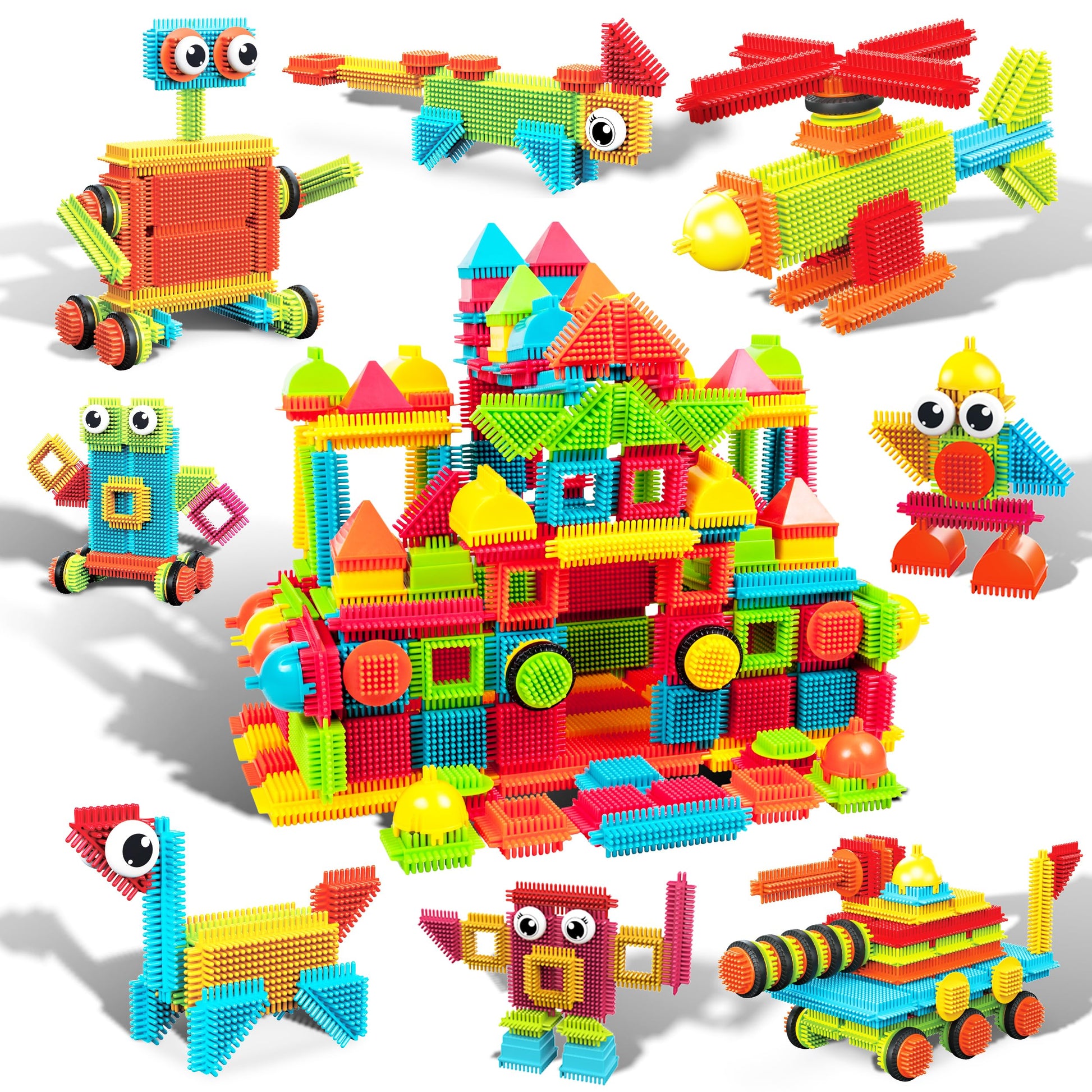 Picassotiles 240Pcs Hedgehog Interlocking Building Shape 3D Blocks, Steam Educational, Creative, Fun Construction Playset, Senso