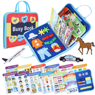 Busy Board Book, Montessori Pre K Preschool Learning Toy, Travel Activities, Autism Sensory Toys,Kids Workbook Activity Binder M