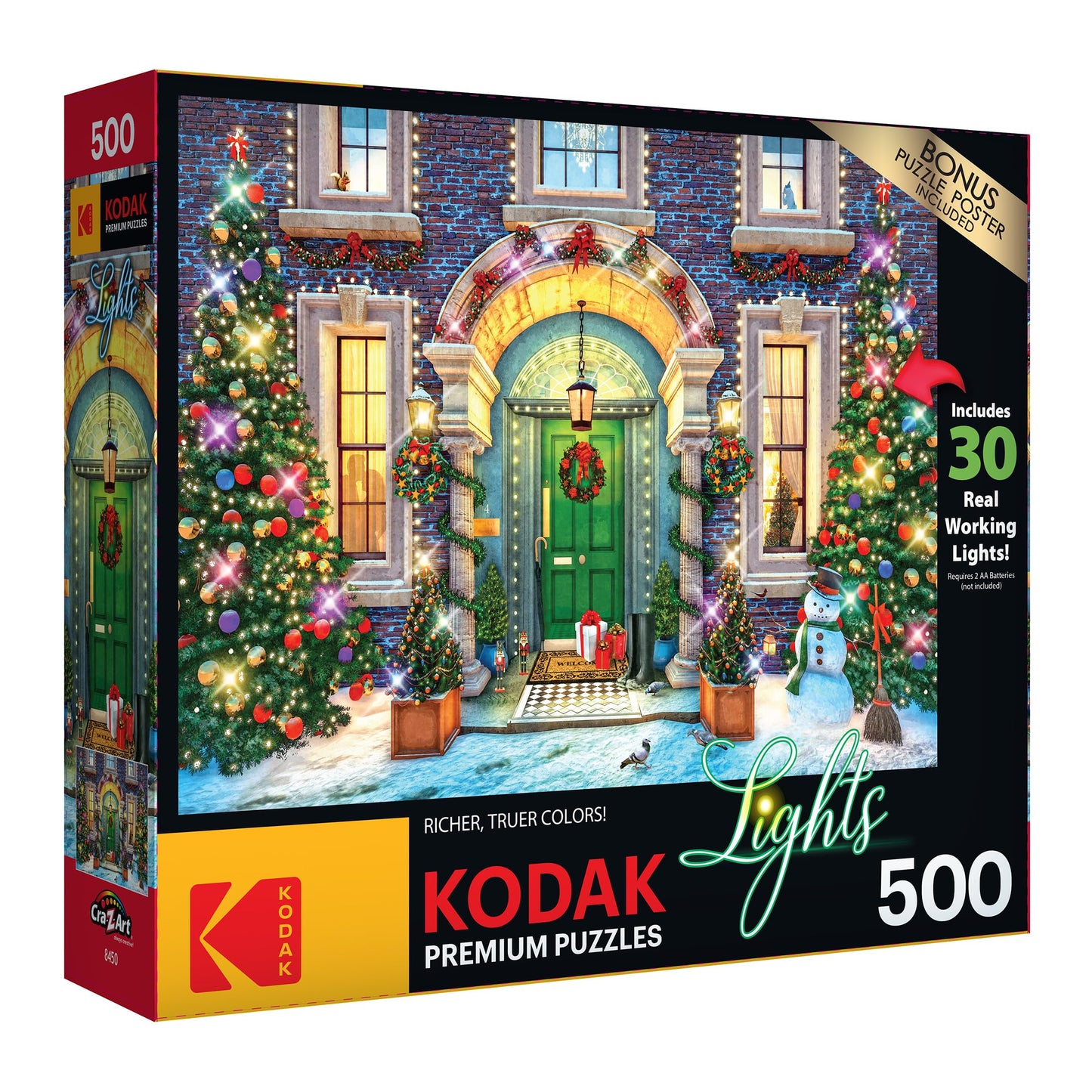 RoseArt - Kodak enhanced Holiday Light Up - Christmas Facade - 500 Piece Jigsaw Puzzle for mature-themeds