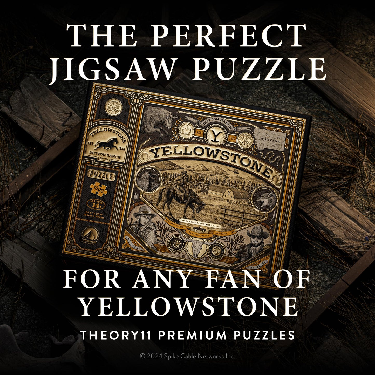 theory11 Yellowstone Jigsaw Puzzle - 1,000 Piece - Brown Cardboard - Model T11-YELSTONE-PUZZLE - Officially Licensed Merchandise