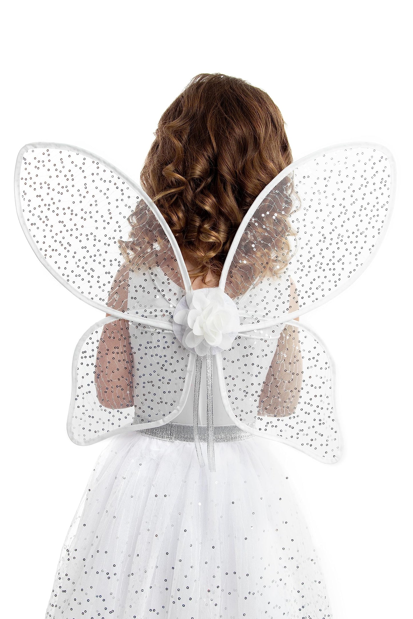 Little Adventures Shimmer Wings Costume Dress Up - Machine Washable Girl Pretend Play And Party Outfit (Silver)
