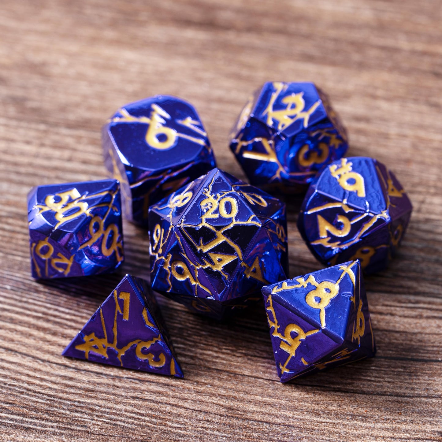 Dnd Metal Dice - Cracked Lightning Metal - Polyhedral Set For Rpg D&D With Cracks - Beautifully Detailed Dungeons And Dragons Di