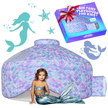 Skywin- Air Tent Fort for Kids, Inflatable Tent for Kids Playhouse Fan Tent (Mermaid) - Improved Blow Up Fort, Sets Up and Store