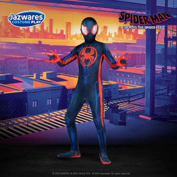 Jazwares Marvel Miles Morales Spider-Man Deluxe Costume - Medium Multi Spandex with Hidden Zippers & Wrist Slits