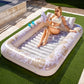 Sloosh Inflatable Tanning Pool Lounger Float, 85' X 57' Extra Large Pool Floats Adult With Pillow, 4 In 1 Suntan Tub Raft Floatie,Sunbathing Bed Lounge For Water Blow Up Ball Pit, Xl-Golden White