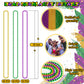 100PCS Mardi Gras Beads, Green Purple Gold Metallic Mardi Gras Beads Necklaces Accessories Bulk, Mardi Gras Carnival Beads Neckl