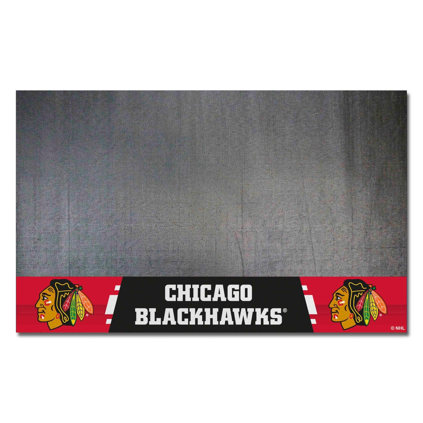 FANMATS 14230 Chicago Blackhawks Vinyl Grill Mat - 26in. x 42in. - Deck Patio Protective Mat | Oil, flame, and UV resistant