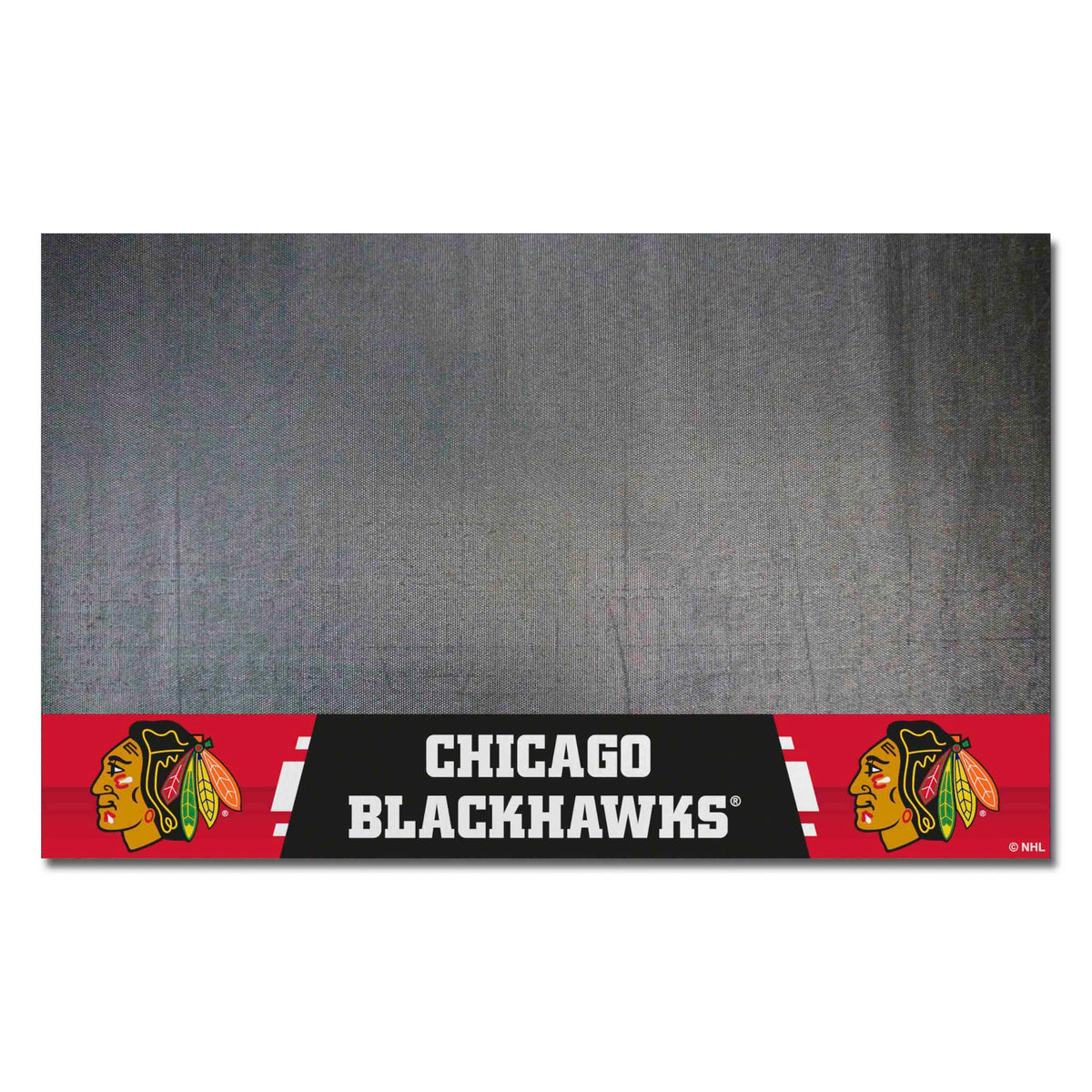 FANMATS 14230 Chicago Blackhawks Vinyl Grill Mat - 26in. x 42in. - Deck Patio Protective Mat | Oil, flame, and UV resistant