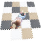 Mqiaoham Children Puzzle Mat Play Mat Squares Play Mat Tiles Baby Mats For Floor Puzzle Mat Soft Play Mats Girl Playmat Carpet Interlocking Foam Floor Mats For Baby White Beige Grey 101110112