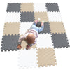 Mqiaoham Children Puzzle Mat Play Mat Squares Play Mat Tiles Baby Mats For Floor Puzzle Mat Soft Play Mats Girl Playmat Carpet Interlocking Foam Floor Mats For Baby White Beige Grey 101110112