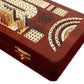 14' 4 Track Continuous Cribbage Board W/ Card Storage Maple Tracks On Bloodwood - Corner, Skunk & Games Won